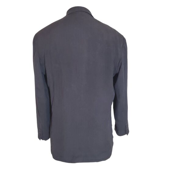 Structure Vintage 90s Y2K Mens Silk Suit Jacket Blazer Black Sz S-M - Picture 3 of 5